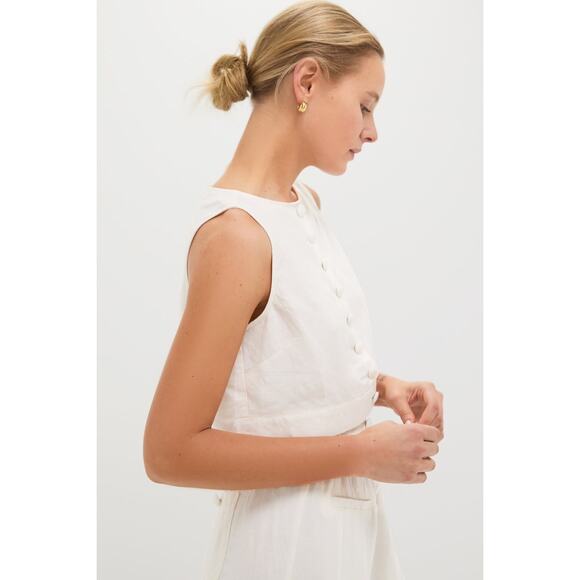 WEWOREWHAT Off-White Boxy Linen Boatneck Top Size 0 NWT Retail $99 Tuckernuck - Picture 4 of 8